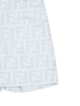 Set de camisa blanca y pantalones cortes  celeste para bebe con  motivo de logo FF Fendi Kids