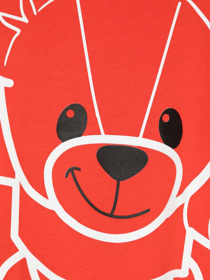 Camiseta roja con oso y logo estampado Fendi Kids para niño