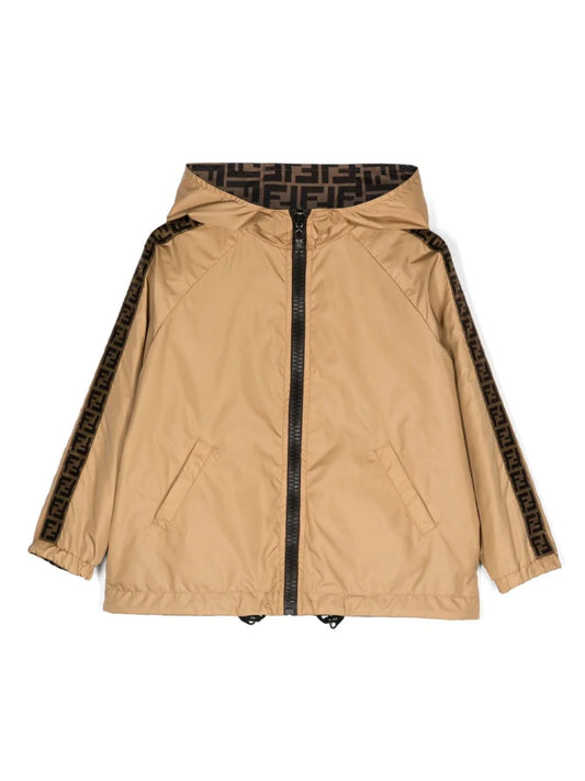 Chaqueta  beige con capucha Fendi Kids para niño