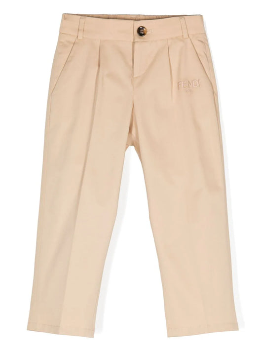 Pantalón júnior de algodón beige de la marca Fendi para niño