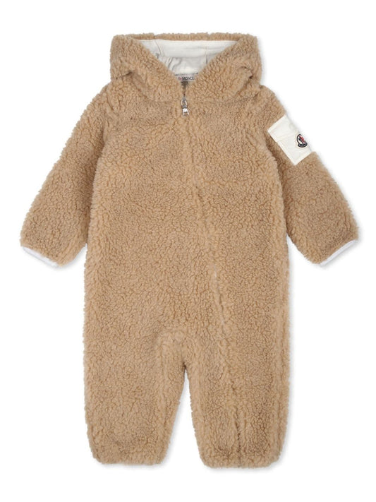 Pelele con capucha de tejido de efecto peluche de la marca MONCLER para niños