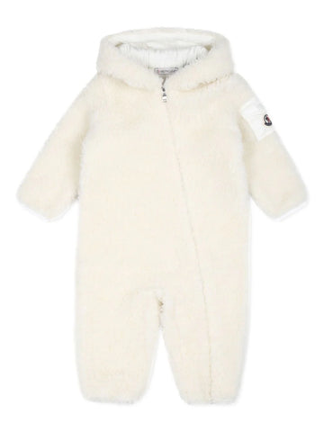 Romper - white romper with logo patch and hood MONCLER