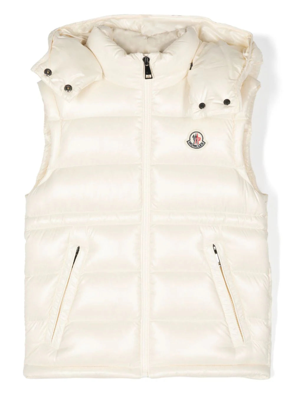 Chaleco plumífero blanco con capucha Ania de la marca MONCLER para niña