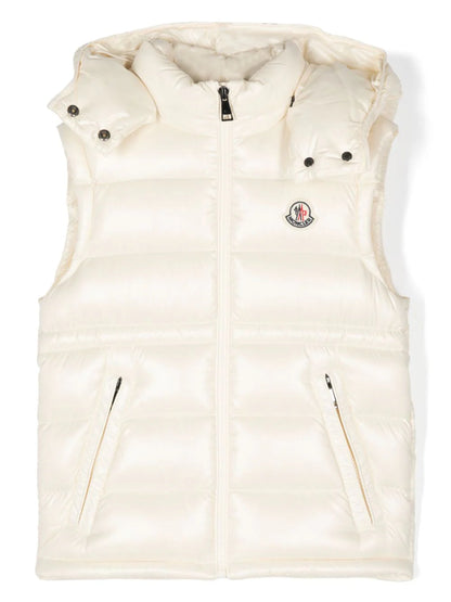Chaleco plumífero blanco con capucha Ania de la marca MONCLER para niña
