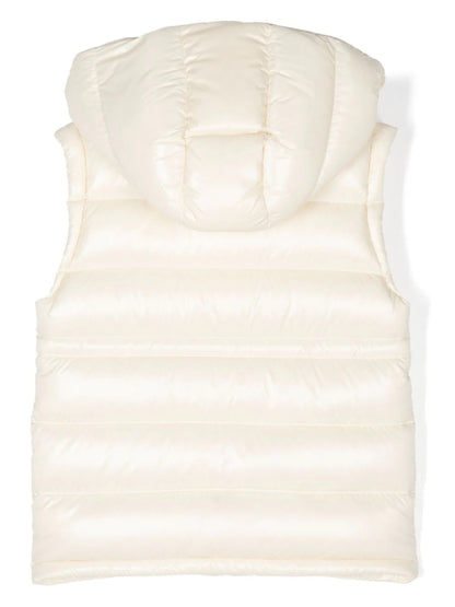 Chaleco plumífero blanco con capucha Ania de la marca MONCLER para niña