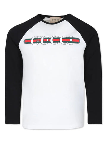 Long sleeve t-shirt printed with GUCCI logo of the brand Gucci kids