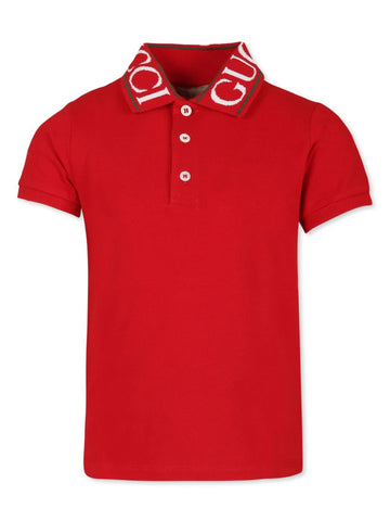 Gucci kids red polo shirt with logo print