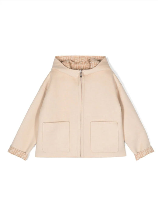 Chaqueta con motivo FF beige  Fendi Kids para niña