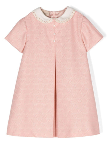 Pink dress with GG Gucci kids logo