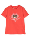 Camiseta estilo playera con estampado gráfico roja de la marca Fendi Kids