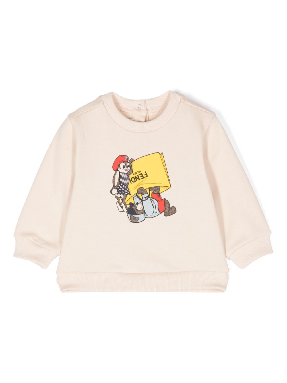 Sudadera con estampado gráfico beige Fendi Kids para bebe niña