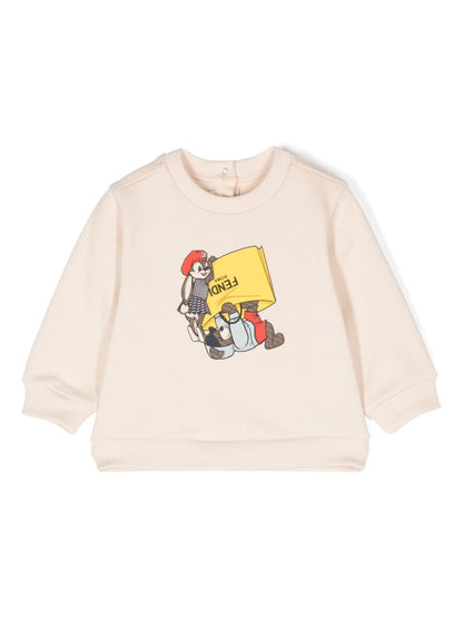 Sudadera con estampado gráfico beige Fendi Kids para bebe niña