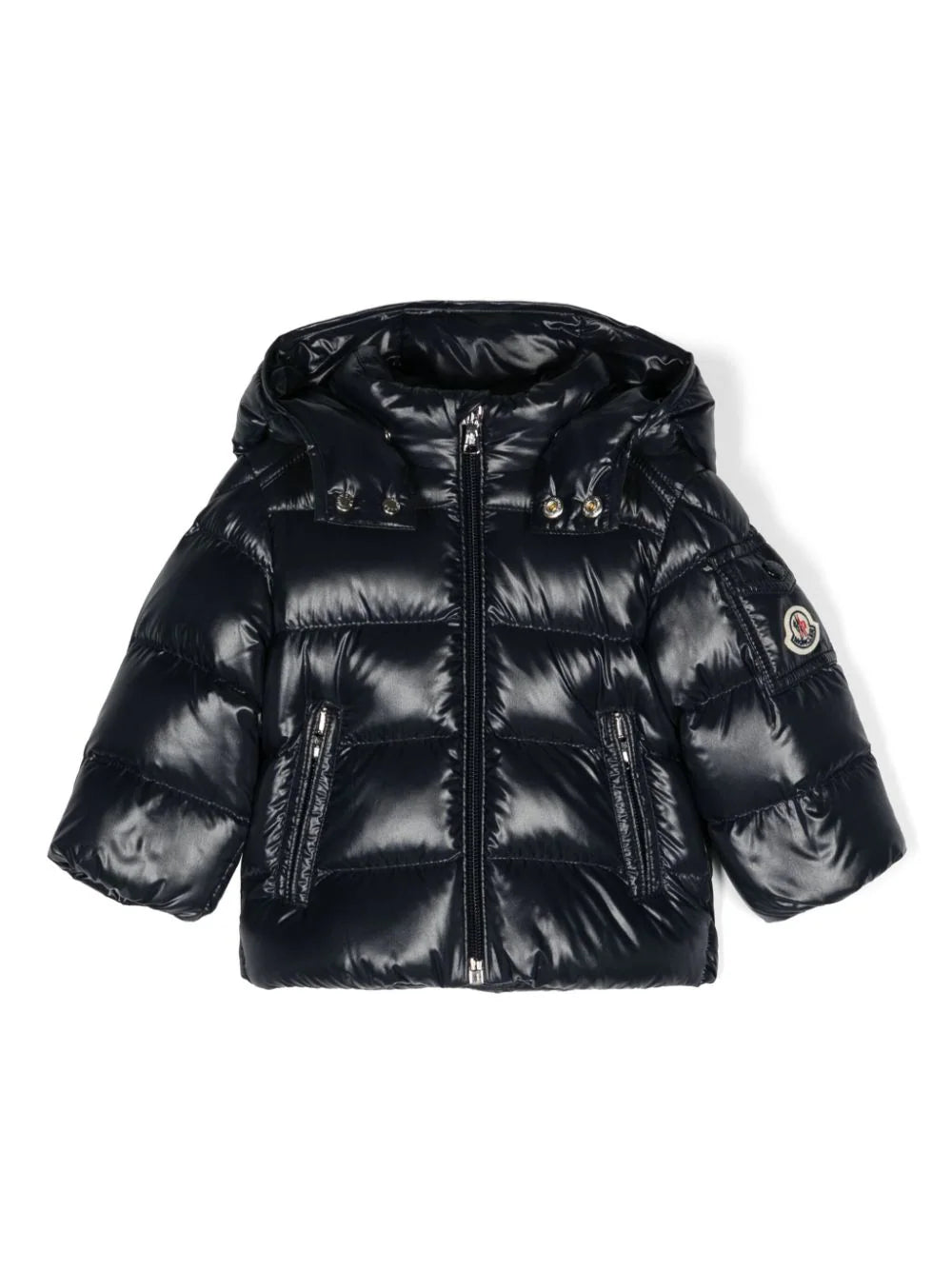 Plumífero azul con capucha Maya de la marca MONCLER para niño