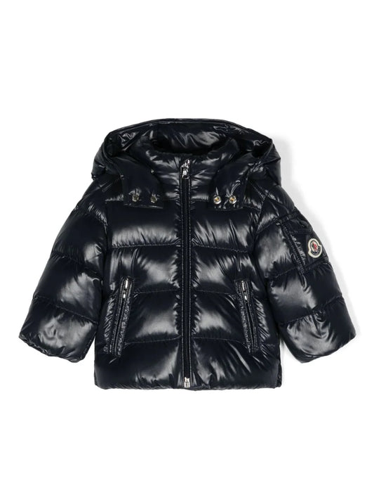 Plumífero azul con capucha Maya de la marca MONCLER para niño