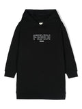 Hooded dress with embossed logo by Fendi Kids brand