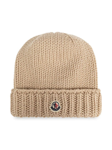 MONCLER logo printed beige hat