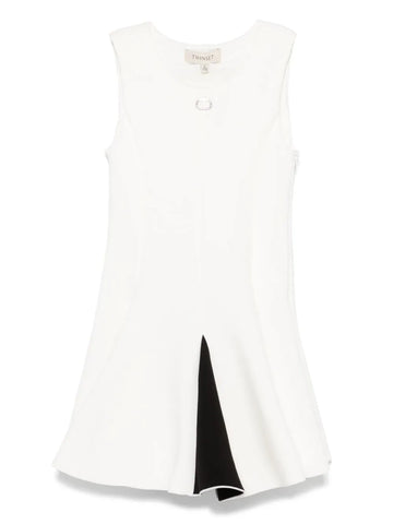 White dress with TWINSET logo plaque