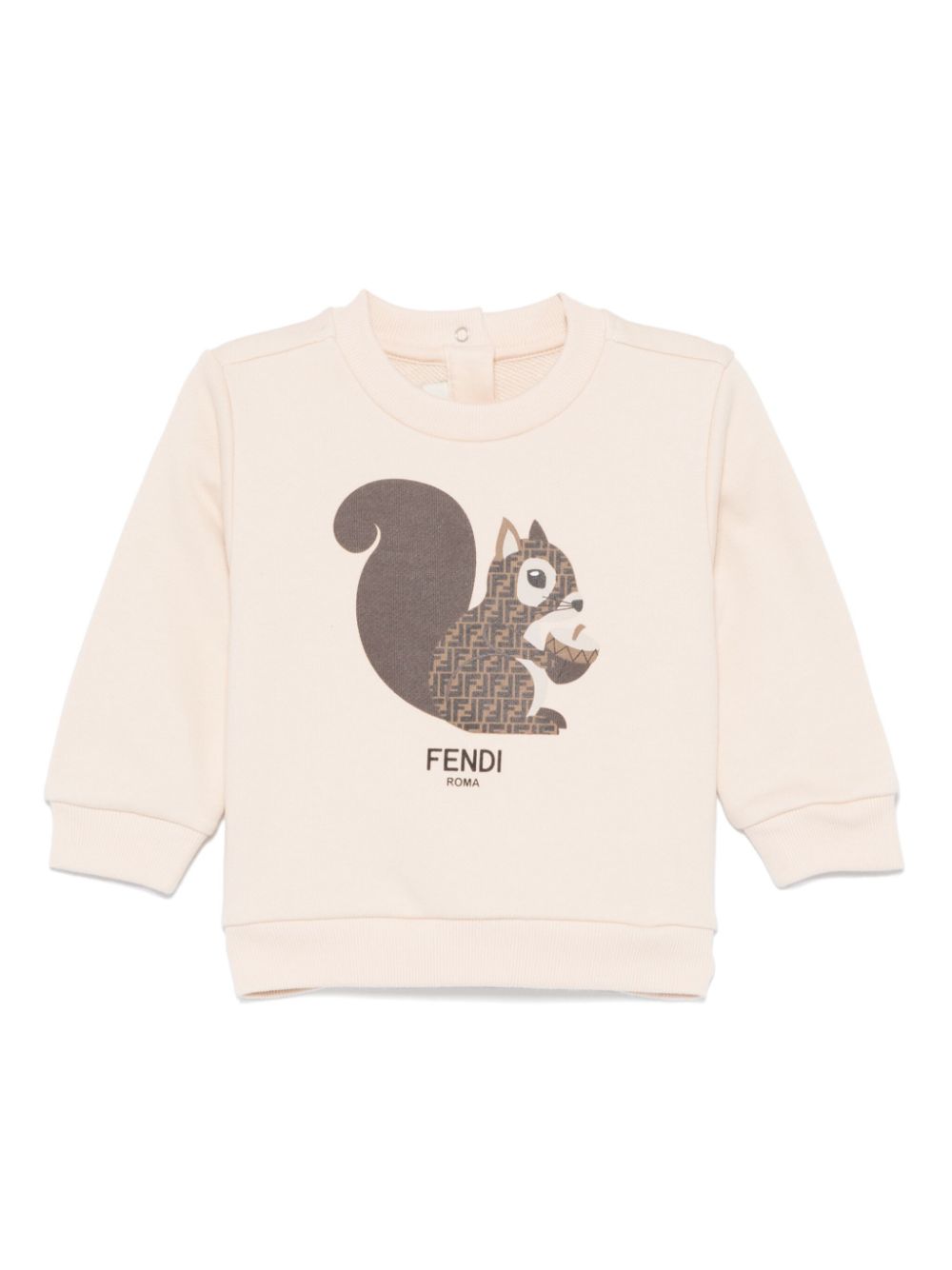 Sudadera de algodón con ardilla estampado de la marca Fendi kids para bebé niña
