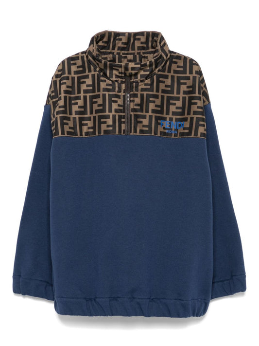 Sudadera júnior con logo FF estampado y cuello alto de la marca Fendi para niño