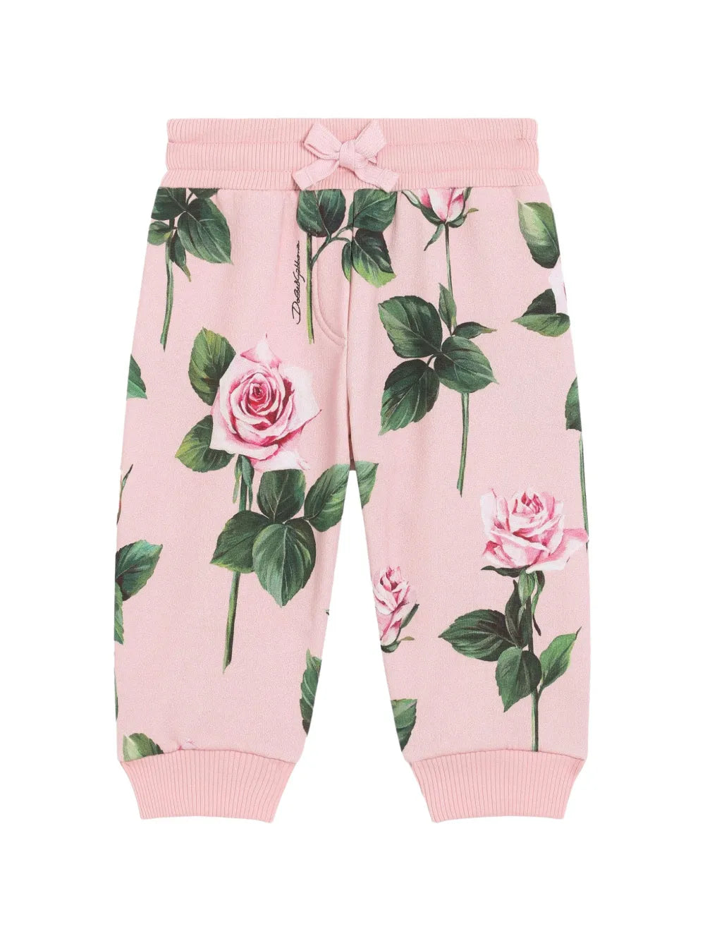 Pantalón de chándal rosa con estampado de rosas para bebé niña