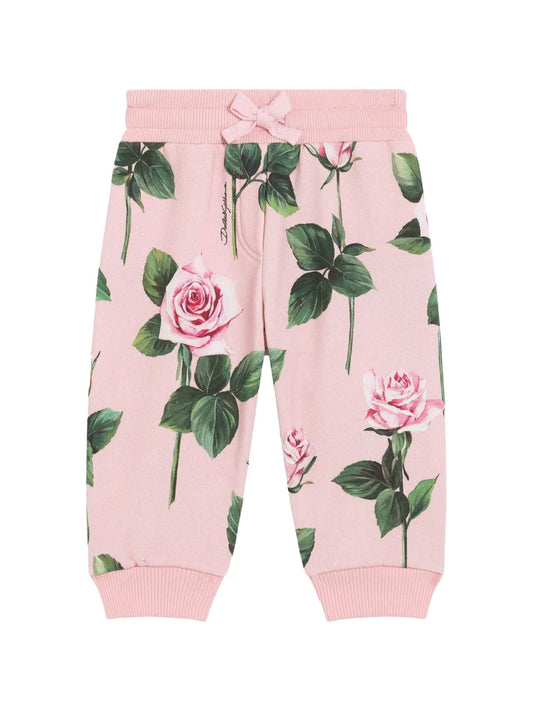 Pantalón de chándal rosa con estampado de rosas para bebé niña