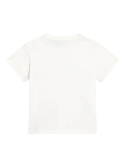 Camiseta de algodón blanca con logotipo DG estampado para bebé niña