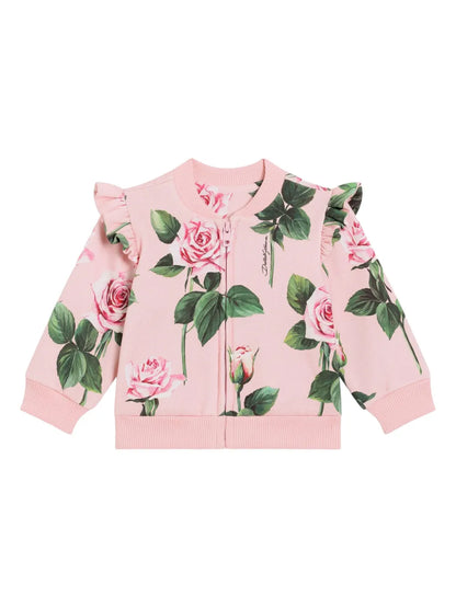 Sudadera de algodón rosa con estampado de rosas para bebé niña