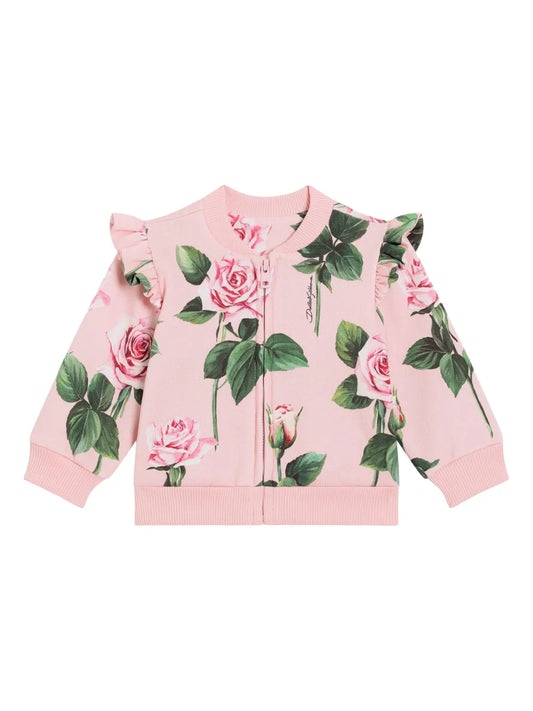 Sudadera de algodón rosa con estampado de rosas para bebé niña