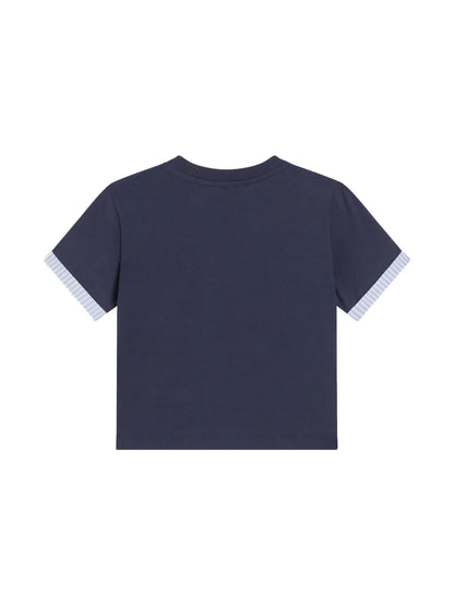 Camiseta de algodón azul con logotipo para bebé niño