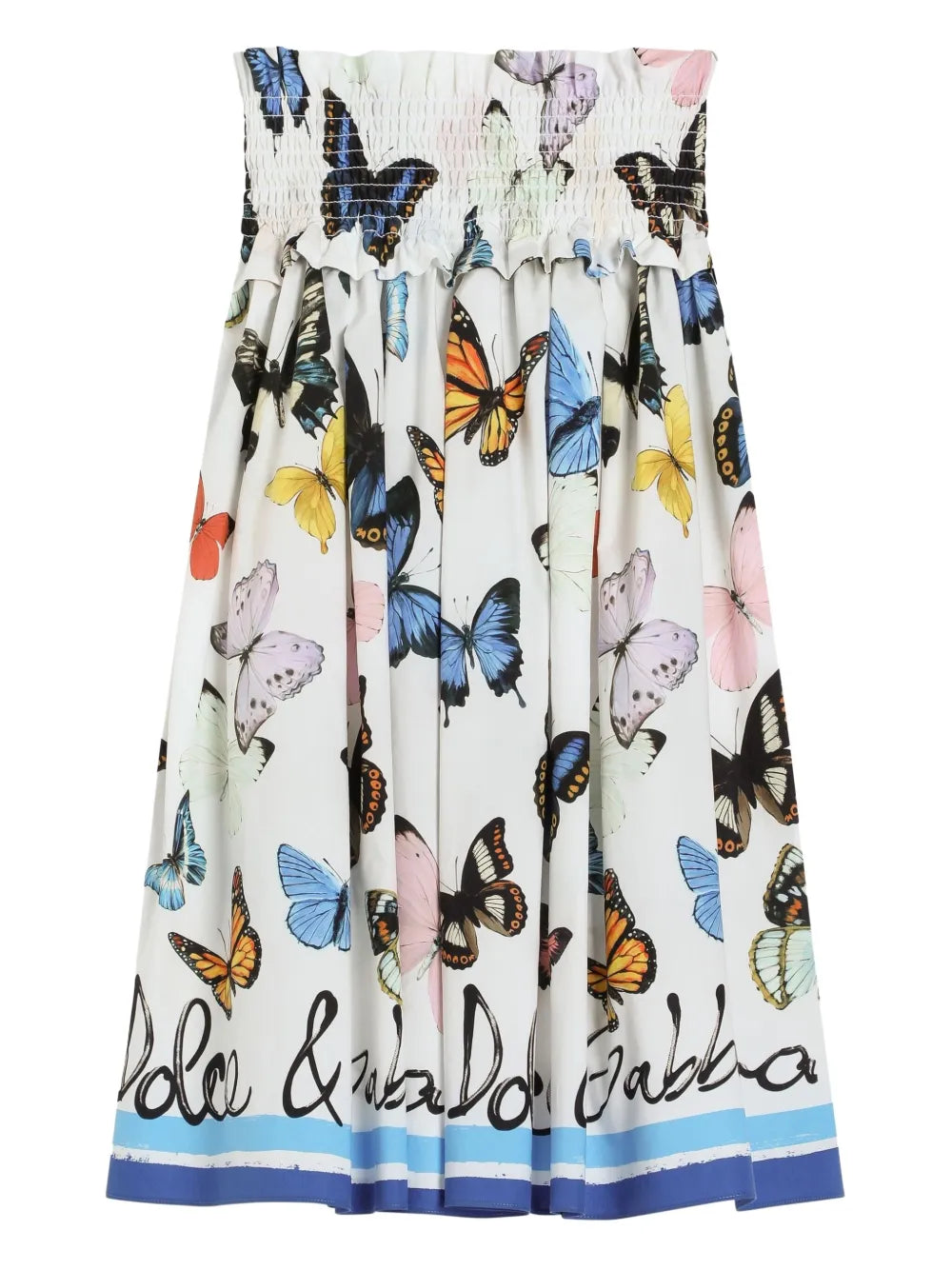 Falda de algodón blanca con estampado de mariposas para niña