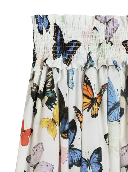 Falda de algodón blanca con estampado de mariposas para niña