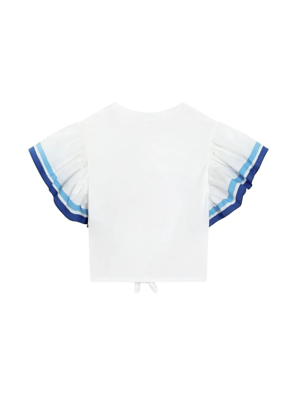 White cotton t-shirt with butterflies and logo for girls