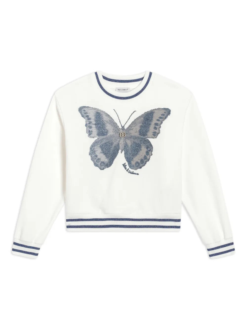 Sudadera de algodón blanca con mariposa y logotipo para niña