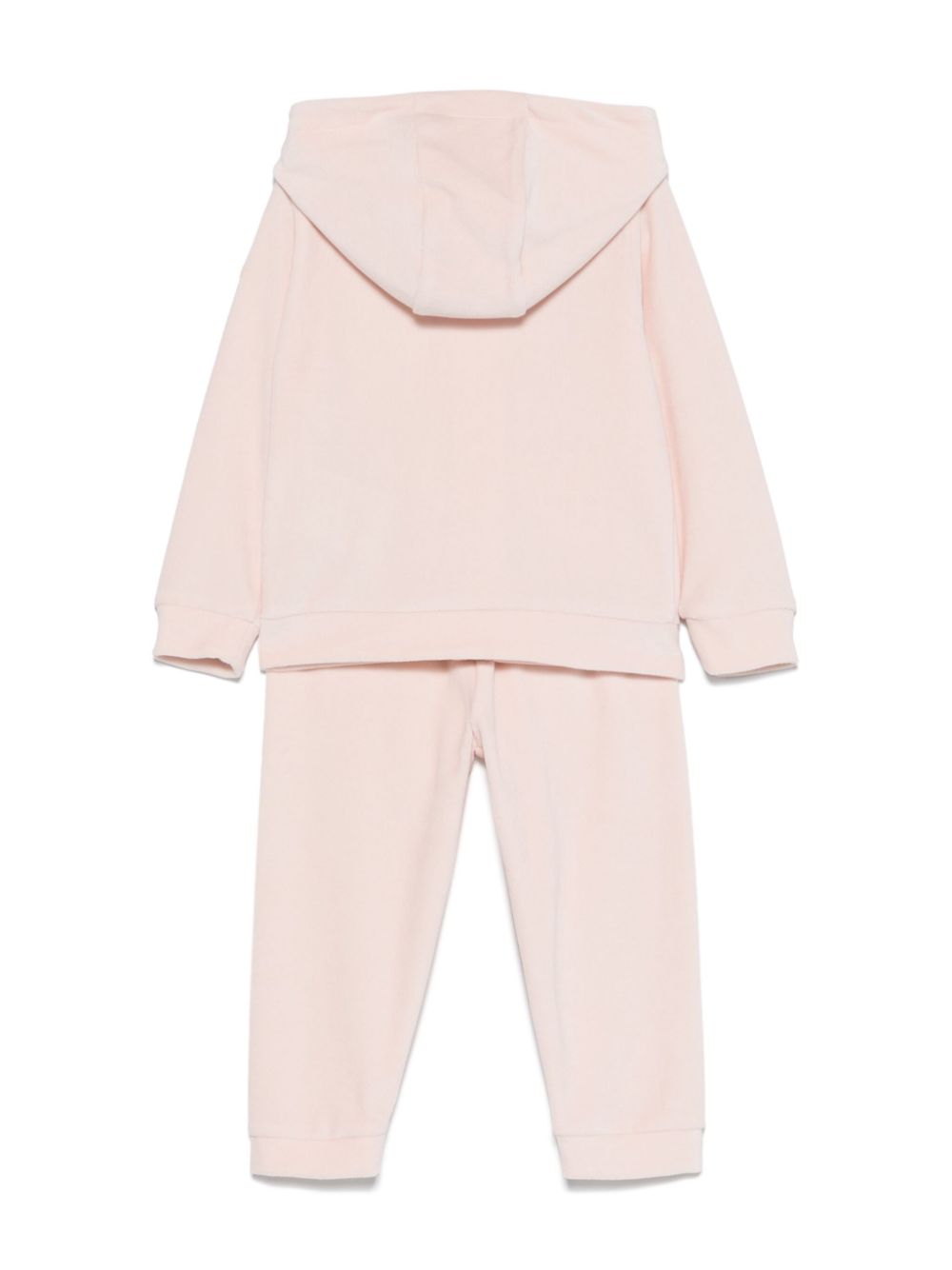 Chándal rosa de chenilla con capucha y  logo bordado MONCLER para niña