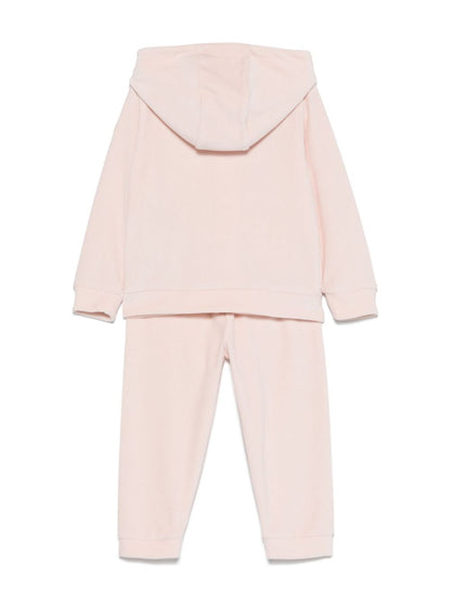 Chándal rosa de chenilla con capucha y  logo bordado MONCLER para niña