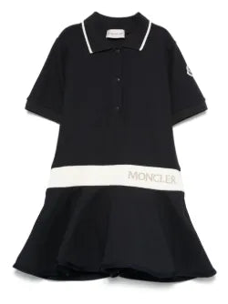 Vestido polo de piqué azul de la marca MONCLER para niña