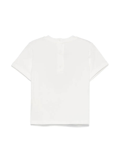 Camiseta para bebé con logo bordado FENDI y osito de la marca Fendi Kids