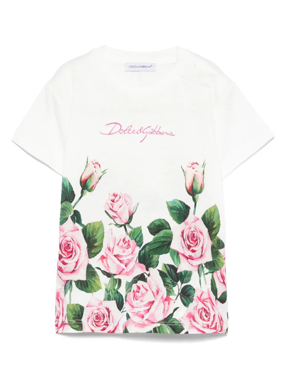 Camiseta de algodón blanca con estampado de rosas para bebé niña
