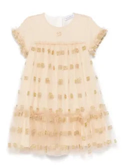 Vestido de tul dorado para bebe niña
