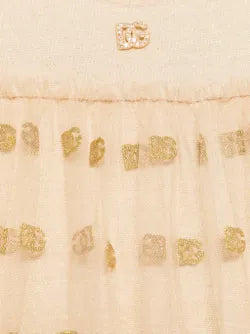 Vestido de tul dorado para bebe niña