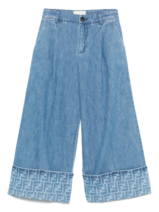 Pantalón júnior para niña en denim ligero de la marca Fendi Kids