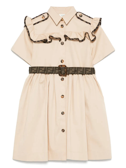 Vestido de gabardina elástica Fendi para niña