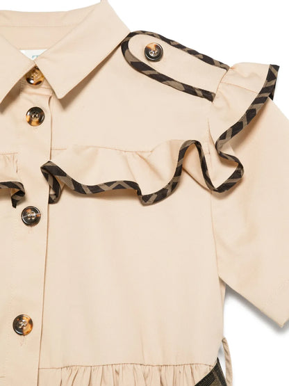 Vestido de gabardina elástica Fendi para niña