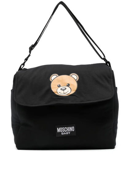 Bolso de algodón negro con cambiador Teddy print MOSCHINO