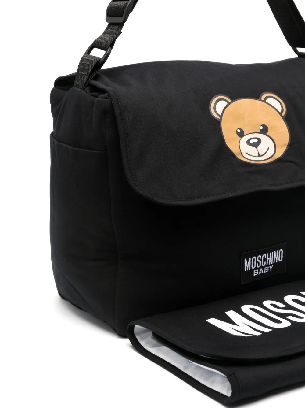 Bolso de algodón negro con cambiador Teddy print MOSCHINO