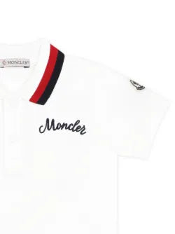Polo blanco de algodón con logotipo bordado MONCLER para bebé niño