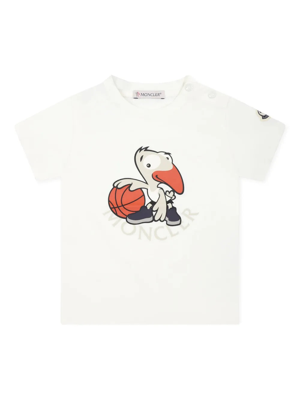 Camiseta blanca de algodón con motivo de baloncesto MONCLER para bebé niño
