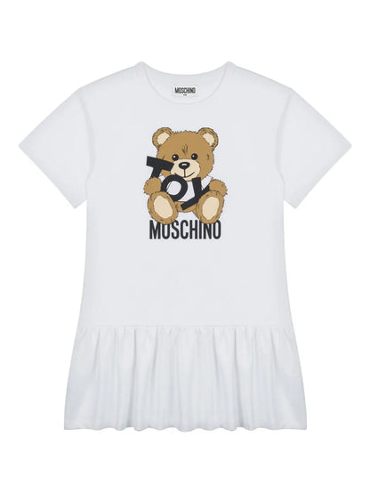 Vestido blanco de manga corta MOSCHINO para niña