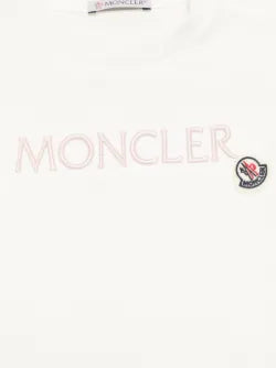 Camiseta blanca de algodón con logo bordado MONCLER para bebé niña