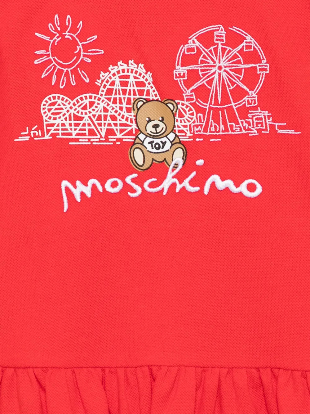 Conjunto para bebé niña de vestido y braguita rojo Teddy Bear MOSCHINO